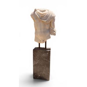 Greek Marble Bust On A Marble Pedestal, 1950s