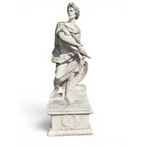 Monumental Marble Sculpture Of Julius Caesar By Nicolas Coustou, Italy, 1980s