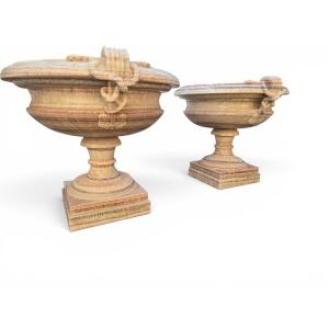 Pair Of Onyx Craters With Bases, 1950s