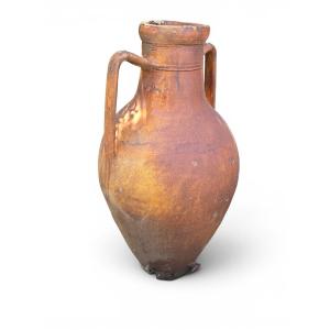 Glazed Terracotta Pot With Handles, Italy, 1950s