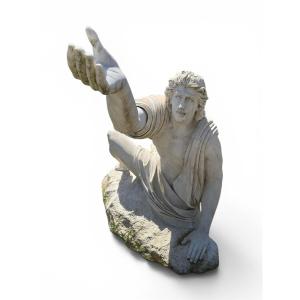 Sculpture en marbre italien représentant une figure marine mythologique grecque, mi