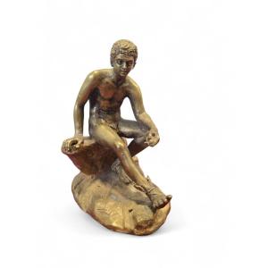 19th-century Grand Tour Bronze Depicting Hermes Seated On A Rock