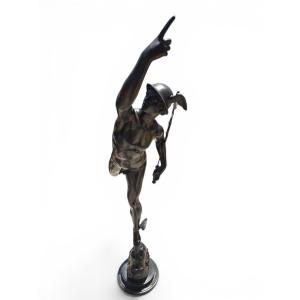 Mercury In Patinated Bronze After Giambologna, Naples, Italy, 1960s