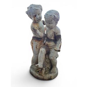 Cast-iron Sculpture Depicting Two Children, Italy, 1950s