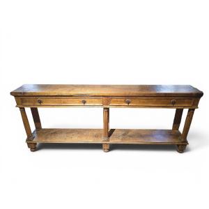 19th-century French Store Counter Made Of Solid Walnut
