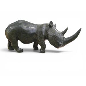Sculpture de rhinocéros en serpentine par Lamelik, Zimbabwe, années 1960