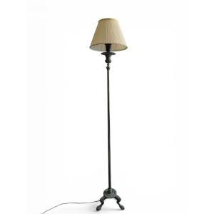 Neo-romanic Floor Lamp Made Of Solid Bronze With An Archaeological Green Patina, 1950s
