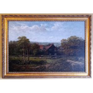 R. J. OSBORN (Britannique, XIXe siècle) « La ferme de Wylde à Hampstead », vers 1860.