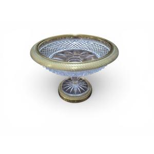 Coupe décorative en bronze doré et cristal taillé, XIXe siècle