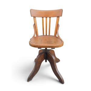 Fauteuil pivotant de navire en chêne du XIXe siècle à hauteur réglable