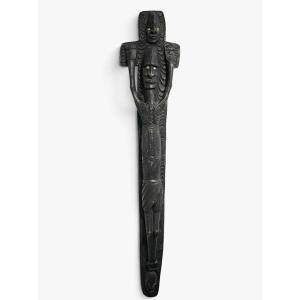 Figure syncrétique du Christ de la région du Sepik, avec yeux en coquillages cauris, Papouasie-