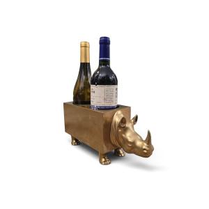 Sculptural Double Bottle Holder In The Shape Of A Rhinoceros, Made Of Brass Or Patinated Bronze, From The 1910s