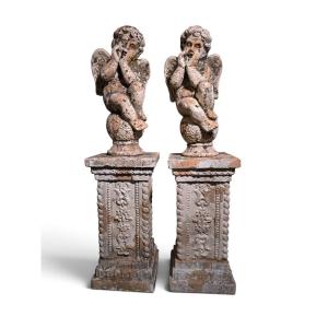 aire de sculptures italiennes en terre cuite 
