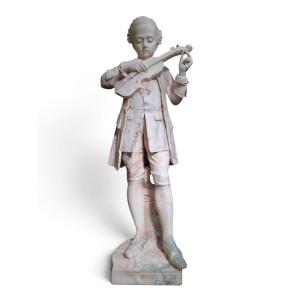 Sculpture italienne en albâtre du XIXe siècle (époque du Grand Tour) représentant le jeune Moza