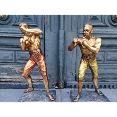 Arthur Waagen C 1895, Sculpture Of American Boxers