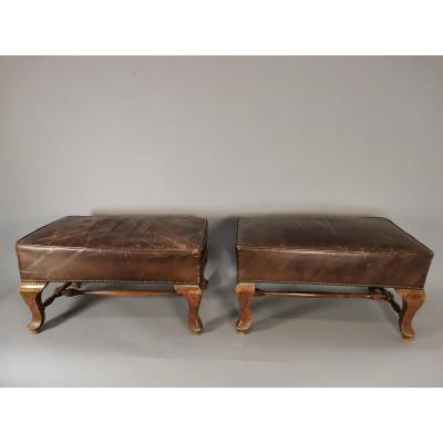 Pair Of Leather Benches