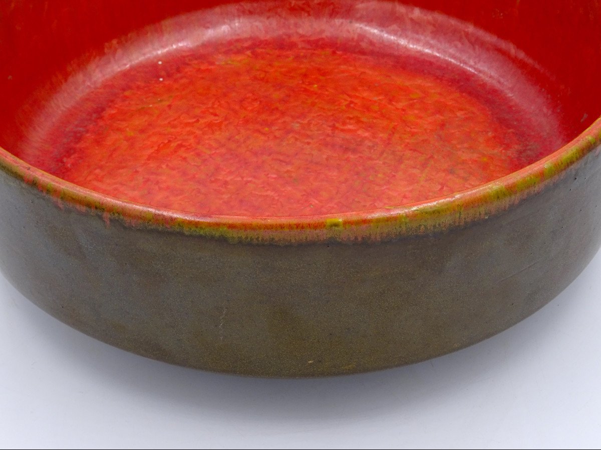Glazed Ceramic Bowl/centerpiece, Alessio Tasca 1970s.-photo-2