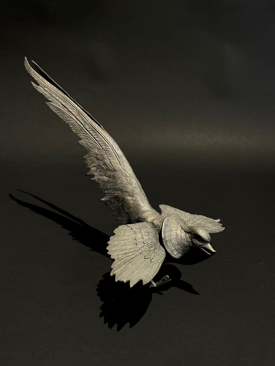 Paire De Sculptures En Métal Représentant Des Oiseaux Mythologiques, France Fin 19ème-photo-2