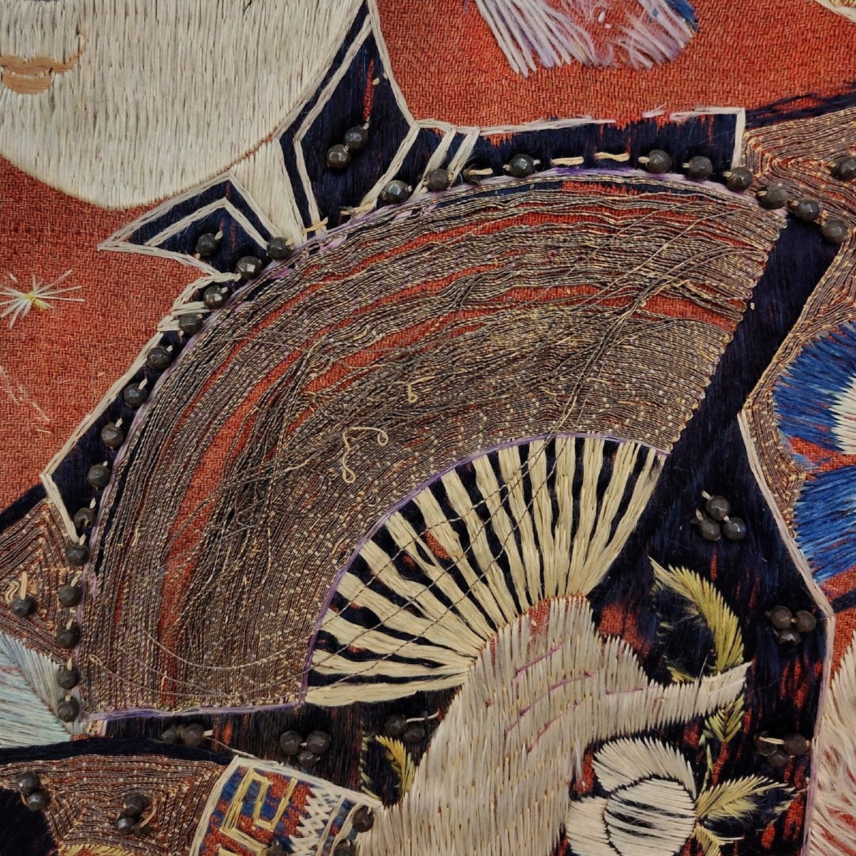 Chinese Tapestry, Embroidered In Silk, 1890-photo-7