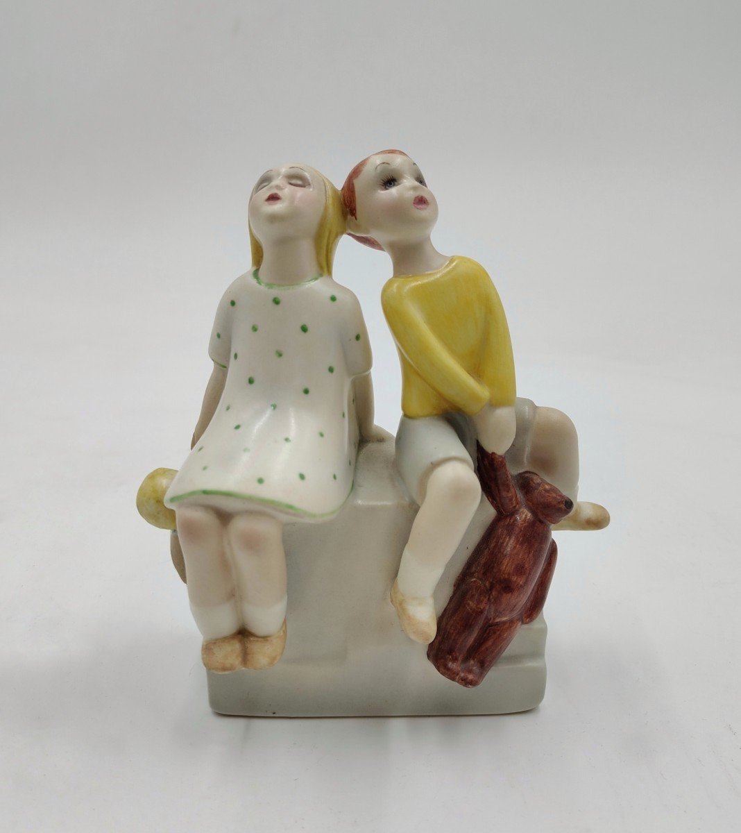 Sculpture « Enfants » De Lenci, Italie 1930