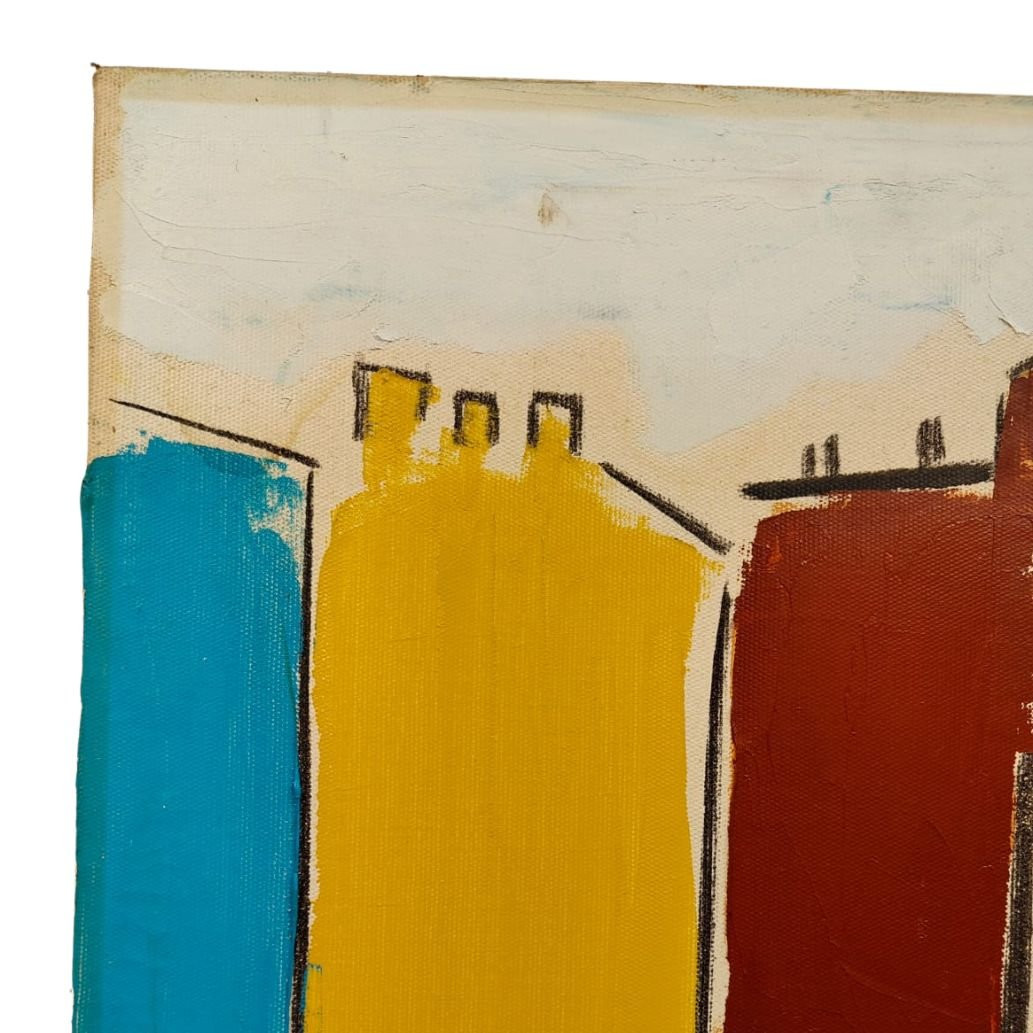 Sante Monachesi, huile sur toile, « Vue de la ville », Italie, 1955-65-photo-3