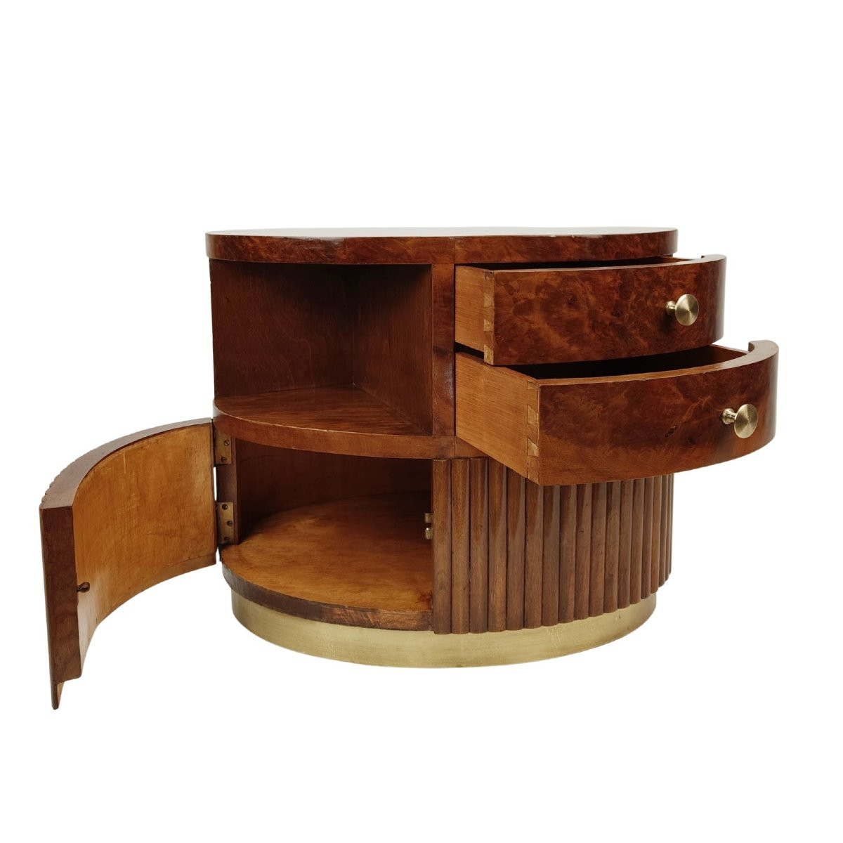 Table de Centre Ovale en Noyer et Ronce de Noyer, Italie, Années 1930-40, Art Déco-photo-2
