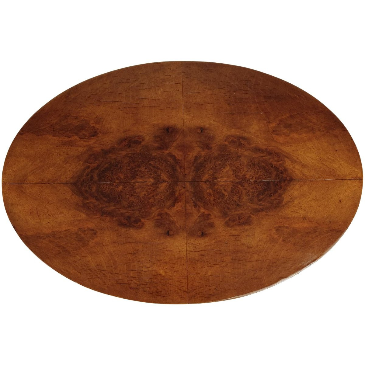Table de Centre Ovale en Noyer et Ronce de Noyer, Italie, Années 1930-40, Art Déco-photo-3