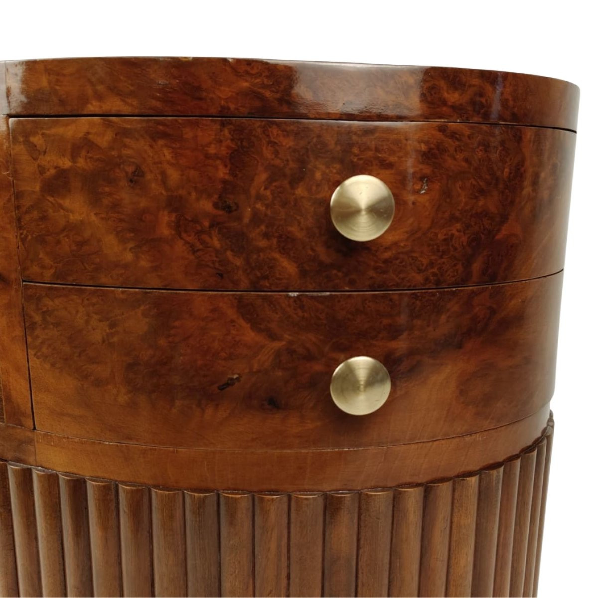Table de Centre Ovale en Noyer et Ronce de Noyer, Italie, Années 1930-40, Art Déco-photo-1