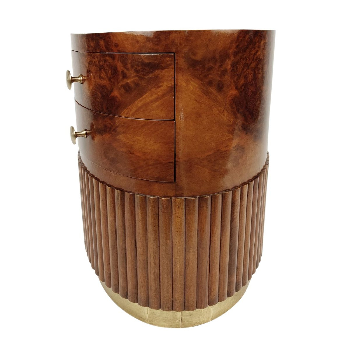Table de Centre Ovale en Noyer et Ronce de Noyer, Italie, Années 1930-40, Art Déco-photo-2
