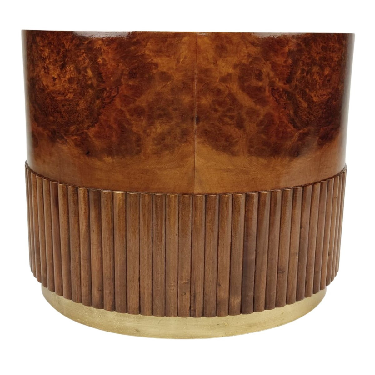 Table de Centre Ovale en Noyer et Ronce de Noyer, Italie, Années 1930-40, Art Déco-photo-3