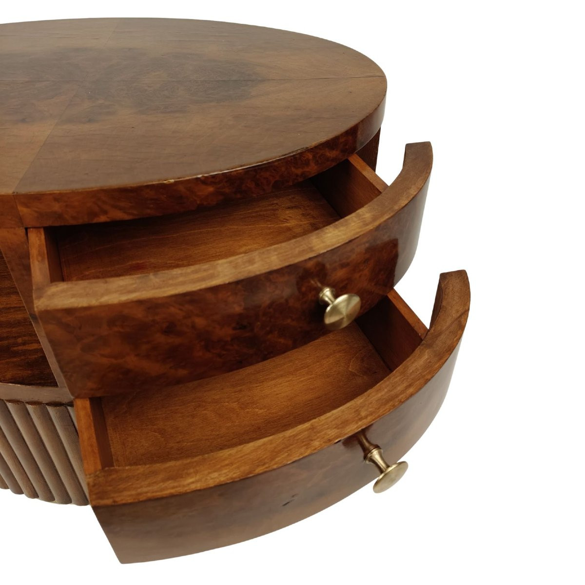 Table de Centre Ovale en Noyer et Ronce de Noyer, Italie, Années 1930-40, Art Déco-photo-4