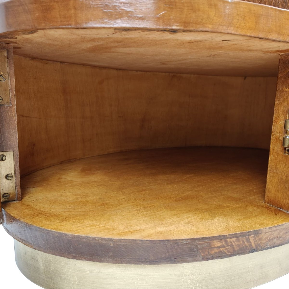 Table de Centre Ovale en Noyer et Ronce de Noyer, Italie, Années 1930-40, Art Déco-photo-8