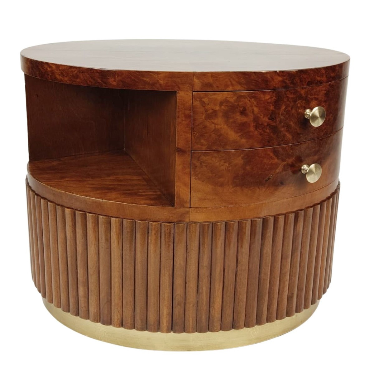 Table de Centre Ovale en Noyer et Ronce de Noyer, Italie, Années 1930-40, Art Déco