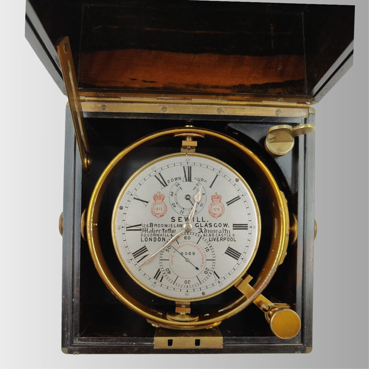 Sewill Marine Chronometer In Rosewood And Brass Case, 19th Century-photo-2
