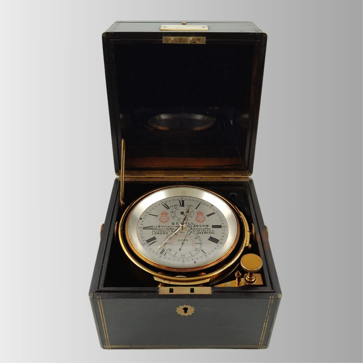 Sewill Marine Chronometer In Rosewood And Brass Case, 19th Century