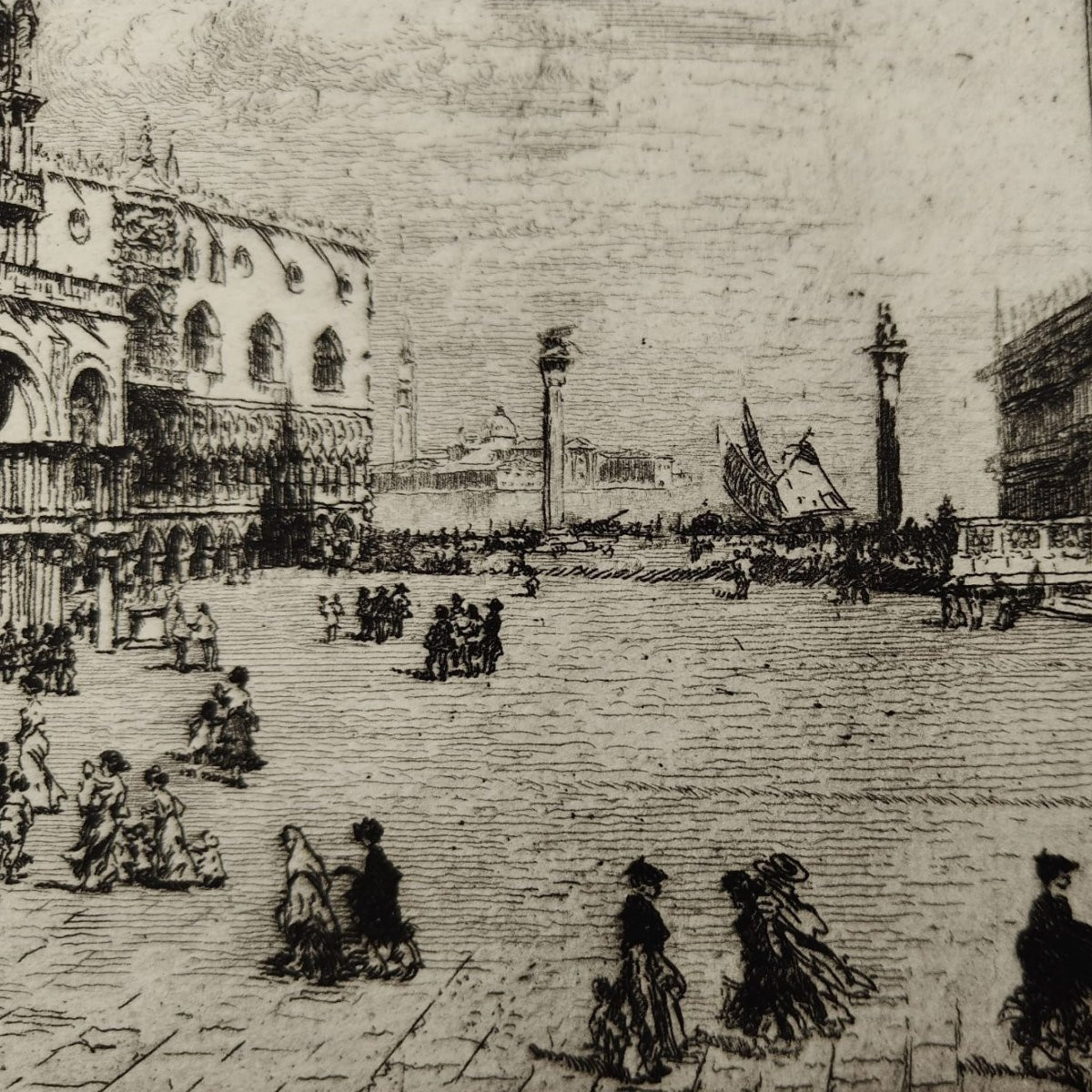 Emanuele Brugnoli, Etching “basilica Of St. Mark”, Venice, 1920s, Italy-photo-2