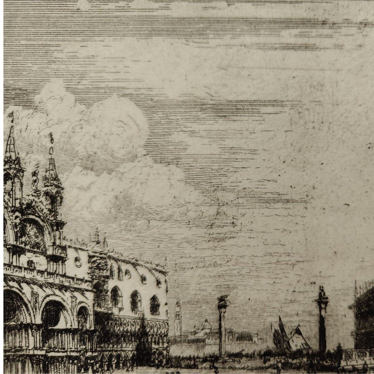 Emanuele Brugnoli, Etching “basilica Of St. Mark”, Venice, 1920s, Italy-photo-3
