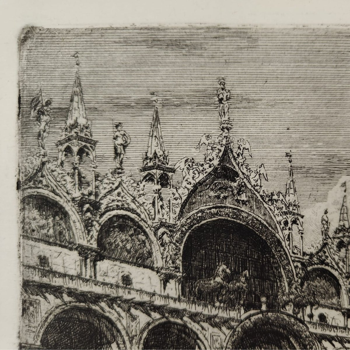 Emanuele Brugnoli, Etching “basilica Of St. Mark”, Venice, 1920s, Italy-photo-4