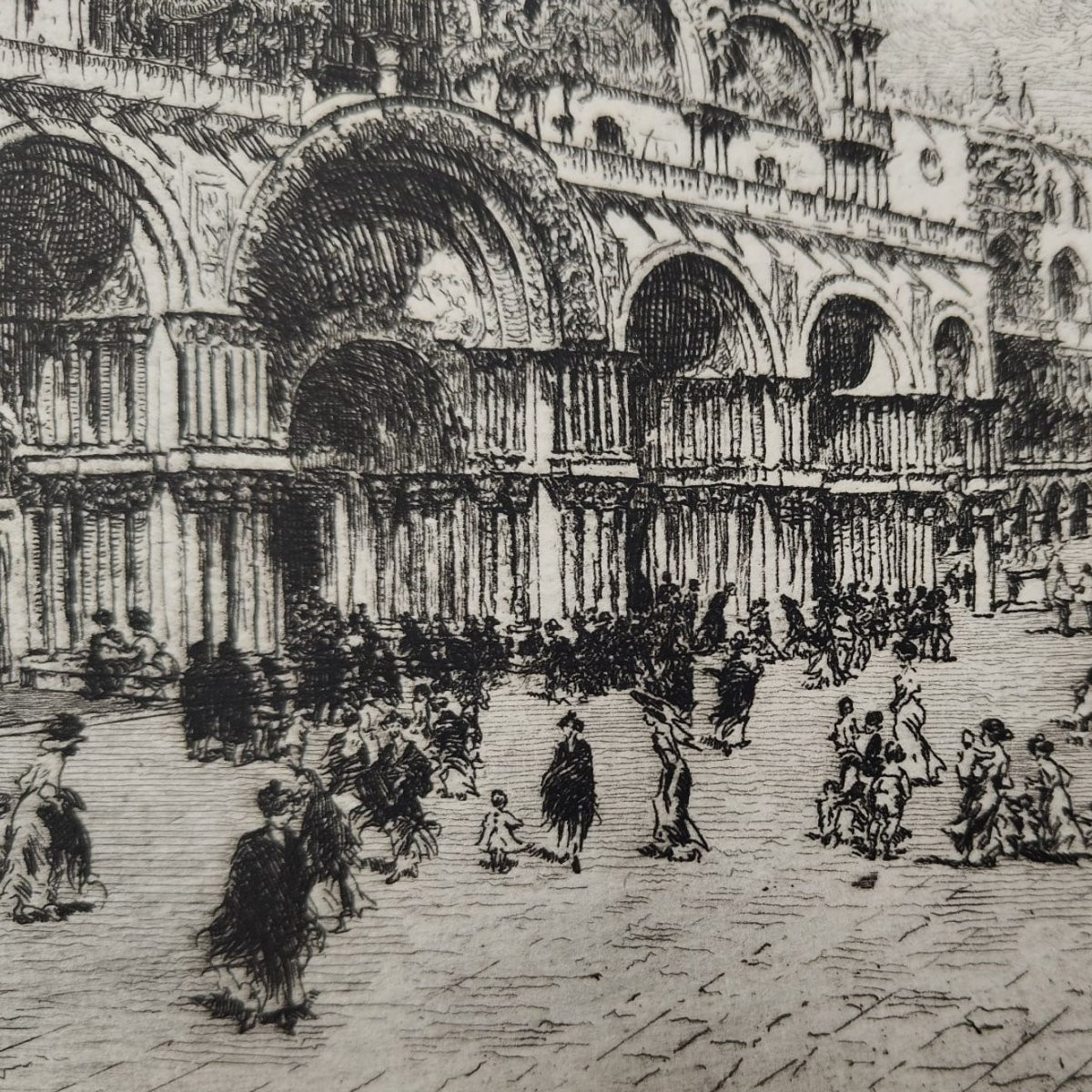 Emanuele Brugnoli, Etching “basilica Of St. Mark”, Venice, 1920s, Italy-photo-6