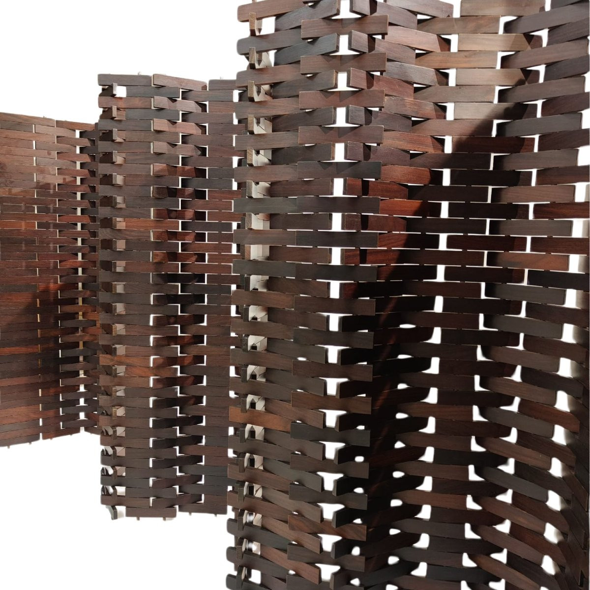 Paravent en teck, fabrication italienne, vers 1970–1980-photo-2