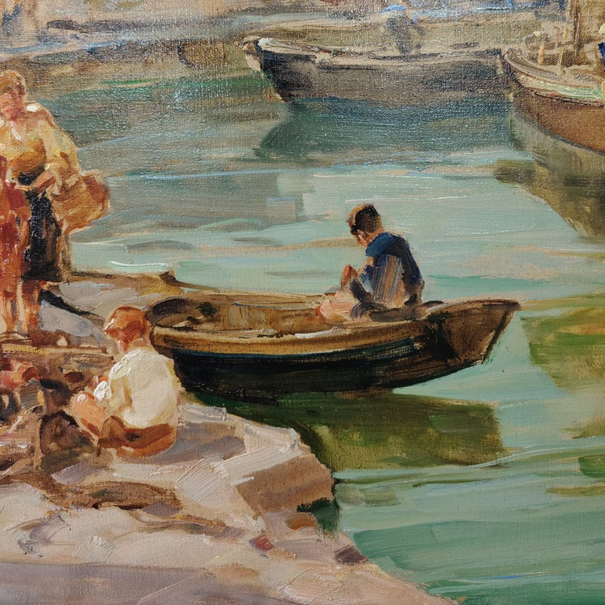 Angelo Brombo “riva Di Pellestrina, Venice”, Oil On Canvas, 1960-photo-2