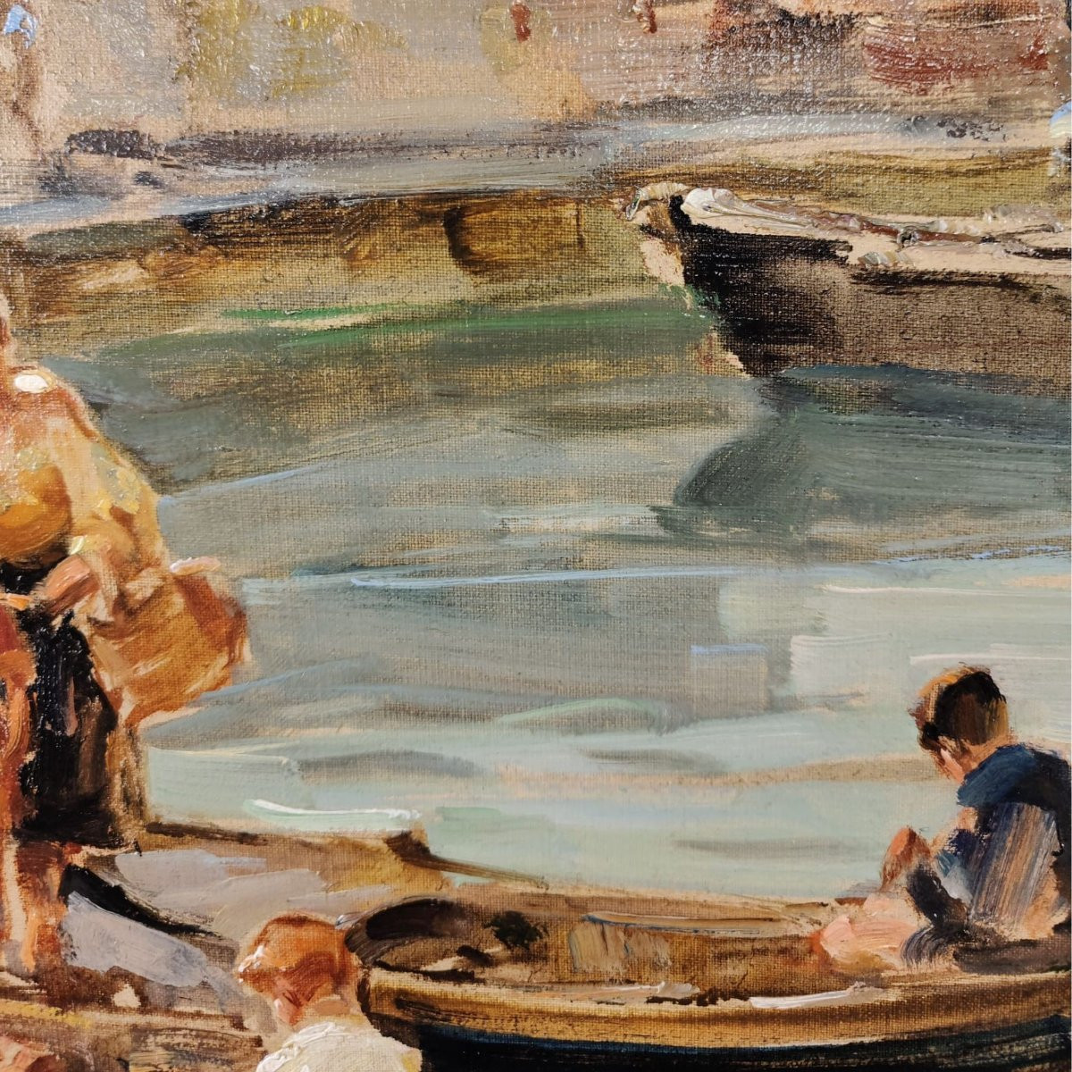 Angelo Brombo “riva Di Pellestrina, Venice”, Oil On Canvas, 1960-photo-8