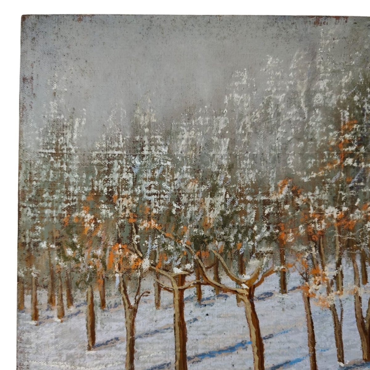 Oil On Canvas – Snowy Landscape – C. 1950 – Francesco Zonghi Lotti – Italy-photo-4