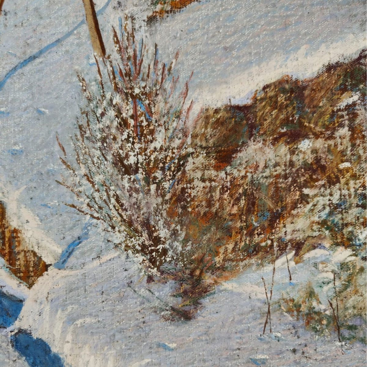 Oil On Canvas – Snowy Landscape – C. 1950 – Francesco Zonghi Lotti – Italy-photo-2