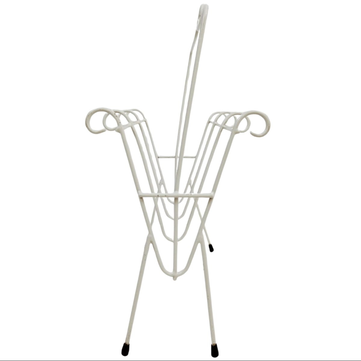 Paire de porte-revues en fer peint blanc, manufacture italienne, années 1970-photo-3