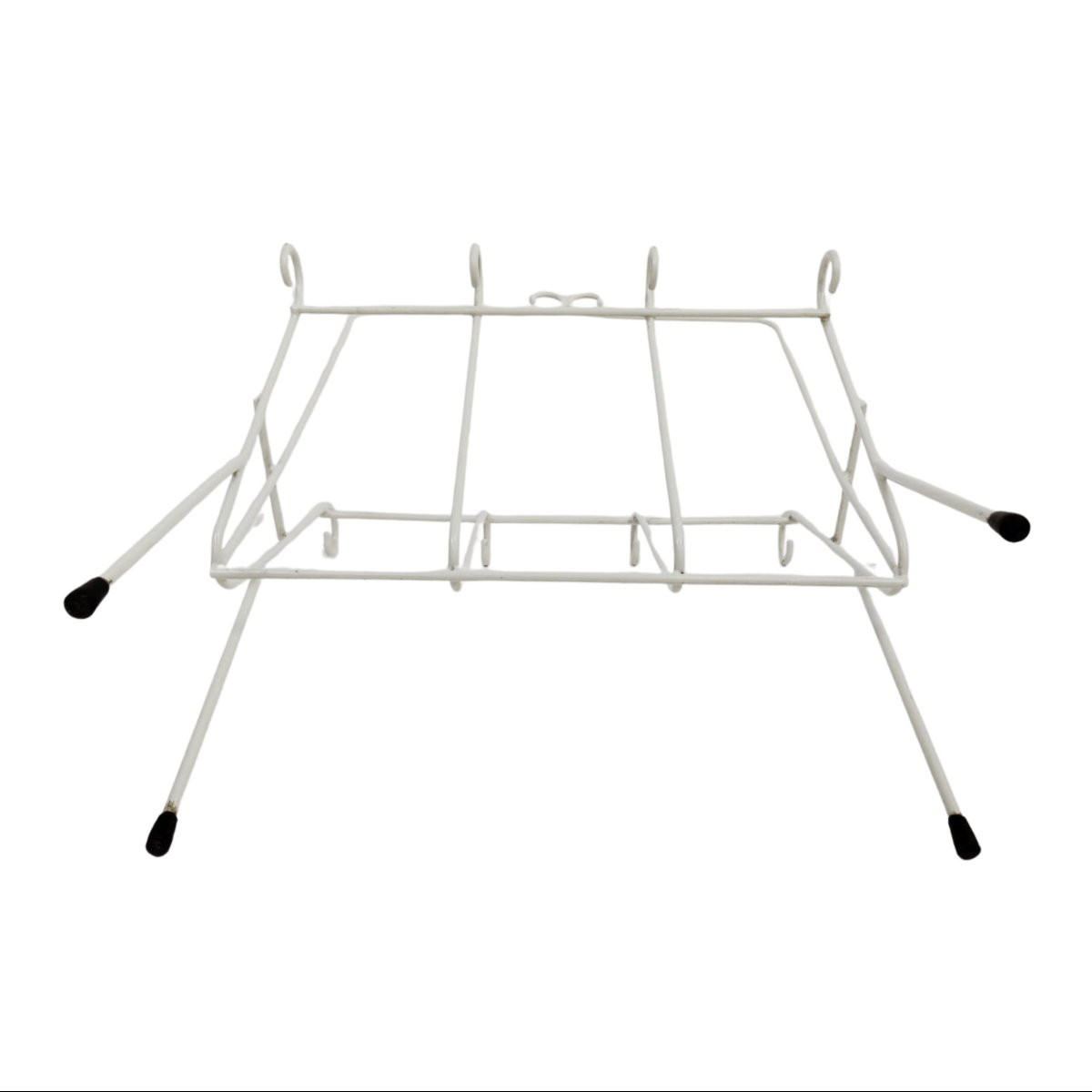 Paire de porte-revues en fer peint blanc, manufacture italienne, années 1970-photo-4