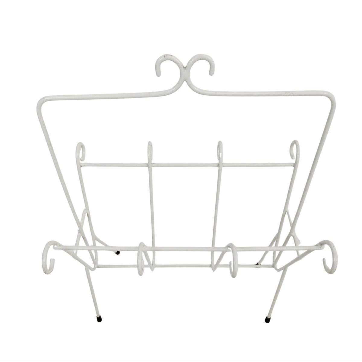 Paire de porte-revues en fer peint blanc, manufacture italienne, années 1970-photo-1