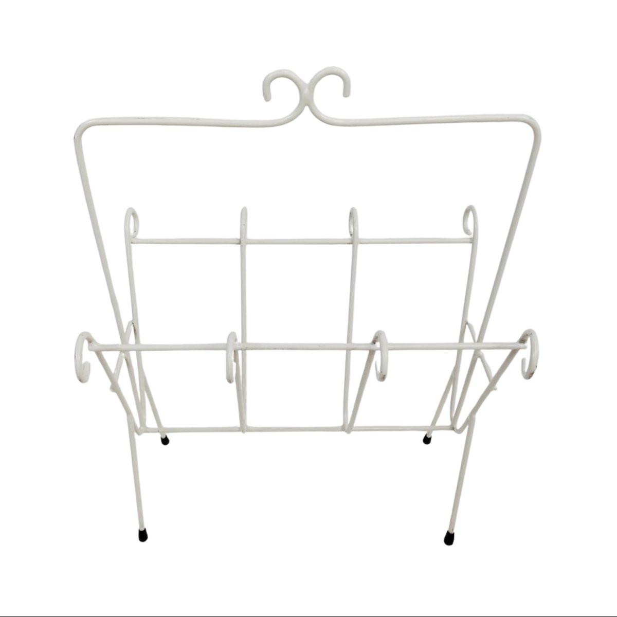 Paire de porte-revues en fer peint blanc, manufacture italienne, années 1970-photo-4