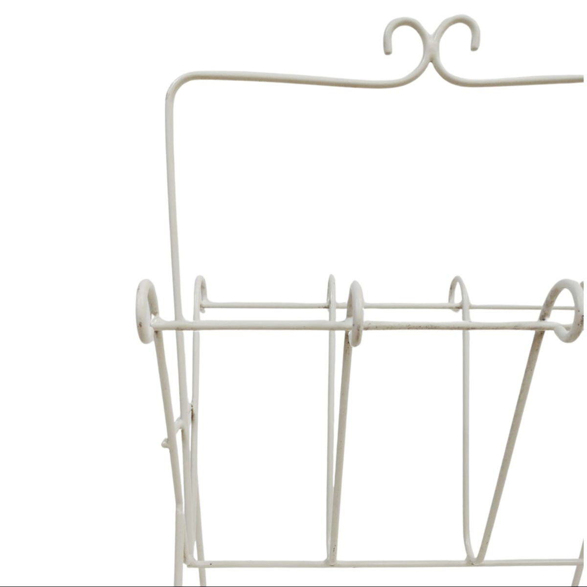 Paire de porte-revues en fer peint blanc, manufacture italienne, années 1970-photo-5