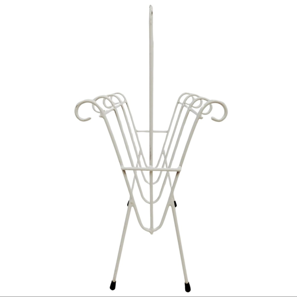 Paire de porte-revues en fer peint blanc, manufacture italienne, années 1970-photo-7